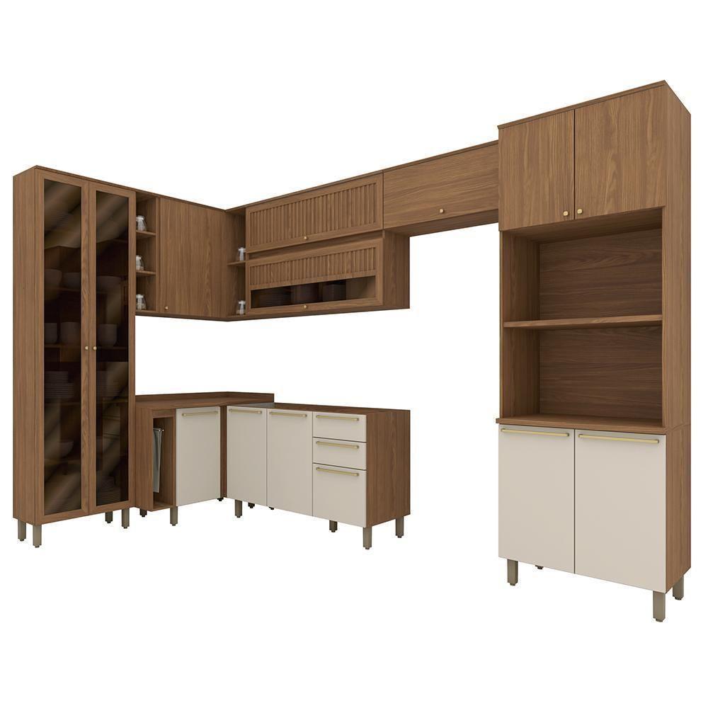 Cozinha Modulada Requinte 9 Peças Com Torre Quente 2 Fornos Nature/areia - Móveis Henn Nature/areia - 1