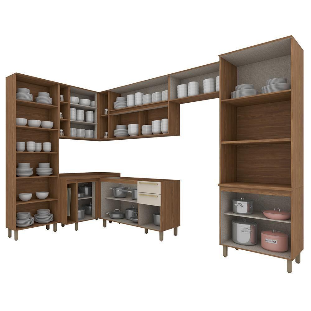 Cozinha Modulada Requinte 9 Peças Com Torre Quente 2 Fornos Nature/areia - Móveis Henn Nature/areia - 6