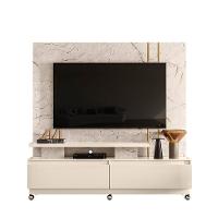 Combo Home Com Rodinhas + Painel Para Tv 60 Polegadas New Apolo - 7 Decor Calacata E Off White - 1