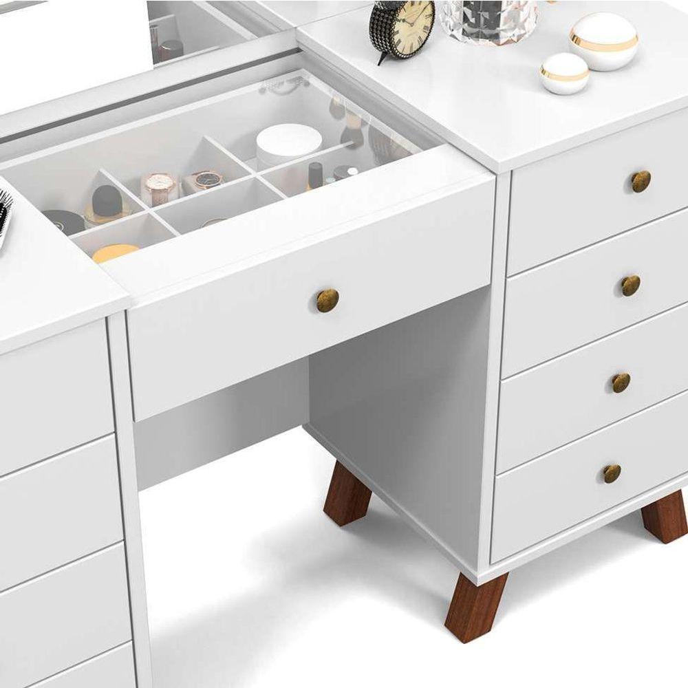 Penteadeira Camarim Mila Branco Sem Banqueta - Móveis Luapa Branco - 3