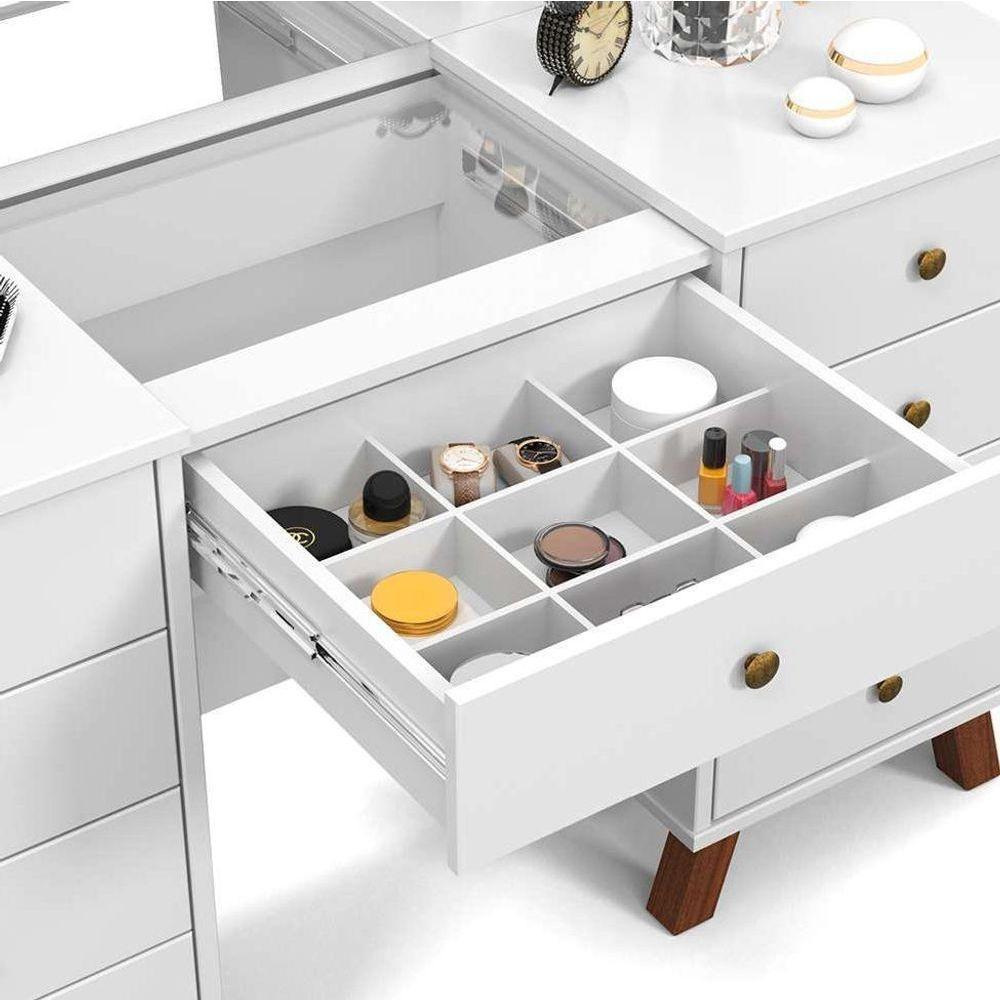 Penteadeira Camarim Mila Branco Sem Banqueta - Móveis Luapa Branco - 4