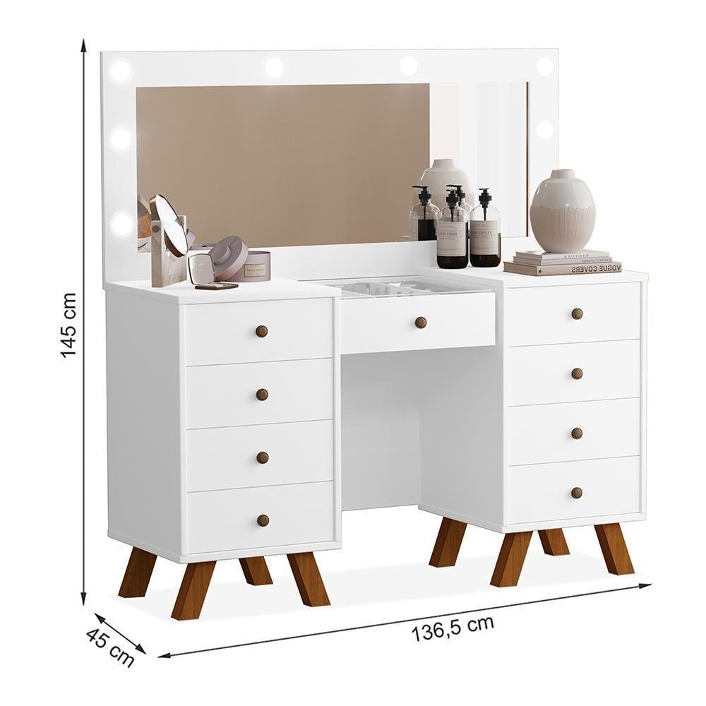 Penteadeira Camarim Mila Branco Sem Banqueta - Móveis Luapa Branco - 5