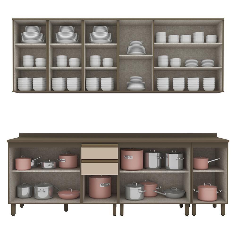 Cozinha Modulada Connect 7 Peças Aéreo 3 Portas Duna/cristal Com Vidro - Móveis Henn Duna/cristal - 5