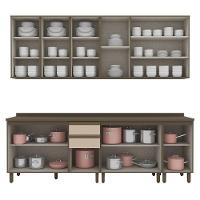 Cozinha Modulada Connect 7 Peças Aéreo 3 Portas Duna/cristal Com Vidro - Móveis Henn Duna/cristal - 5