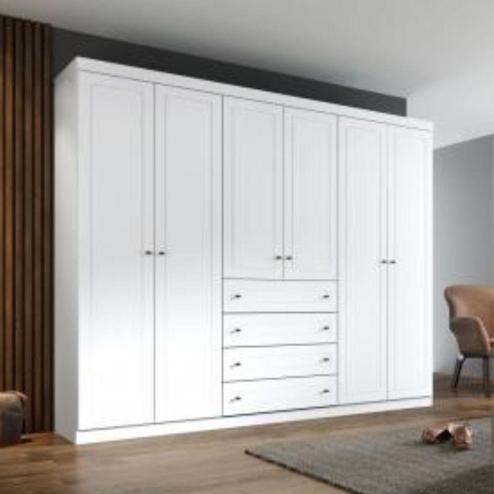 Conjunto Quarto Henn Americana 2 Peças 7 Portas 8 Gavetas Branco - 2