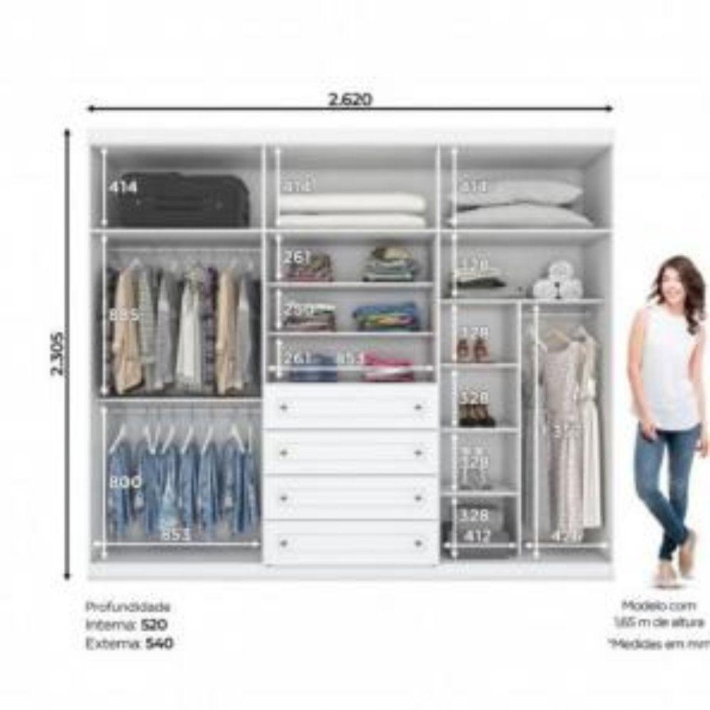 Conjunto Quarto Henn Americana 2 Peças 7 Portas 8 Gavetas Branco - 7