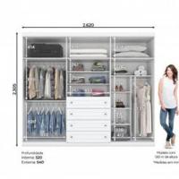 Conjunto Quarto Henn Americana 2 Peças 7 Portas 8 Gavetas Branco - 7