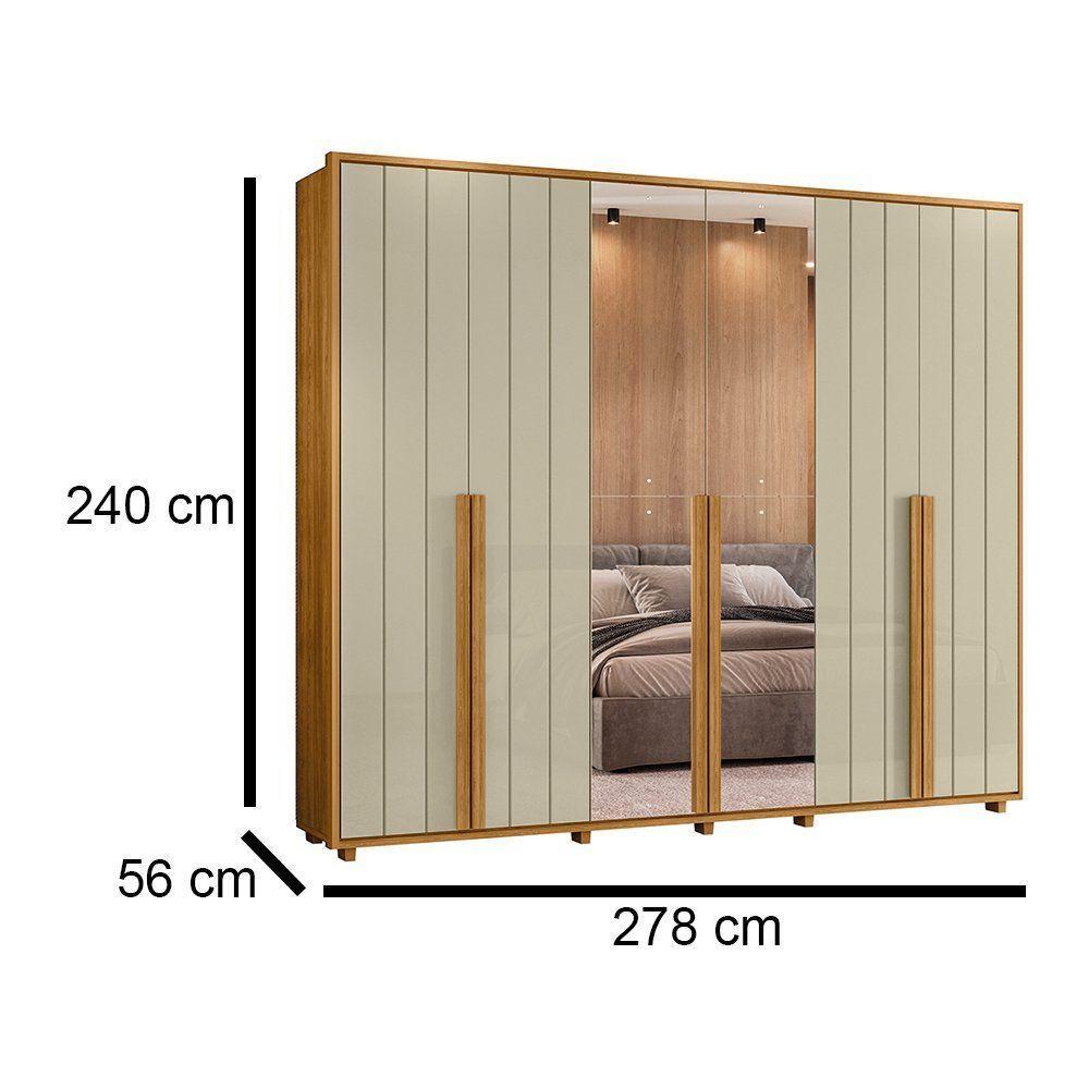Guarda-roupa Casal Volpi Ripado 6 Portas 6 Gavetas 2 Portas C/ Espelho - 7 Decor Cumaru E Opala - 6