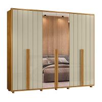 Guarda-roupa Casal Volpi Ripado 6 Portas 6 Gavetas 2 Portas C/ Espelho - 7 Decor Cumaru E Opala - 1