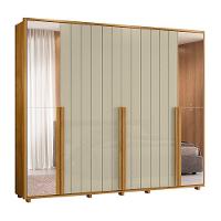 Guarda-roupa Casal Volpi Ripado 6 Portas 6 Gavetas 2 Portas C/ Espelho - 7 Decor Cumaru E Opala