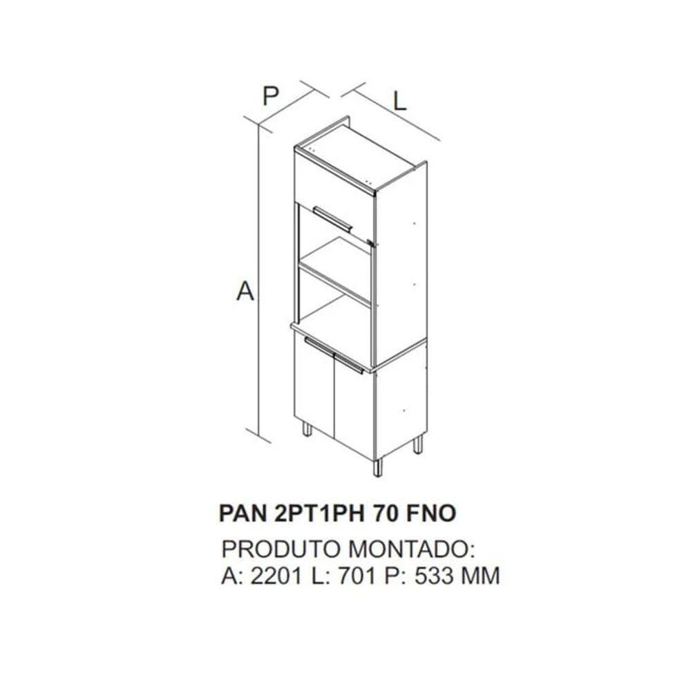 Paneleiro 3 Portas Nicho Para 2 Fornos New Porto - Itatiaia Freijó/off White - 2