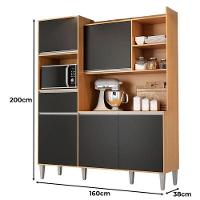 Armário Para Cozinha Kit Ambiente Isabel Amêndoa Preto - Ajl - 2