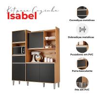 Armário Para Cozinha Kit Ambiente Isabel Amêndoa Preto - Ajl