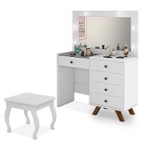 Penteadeira Camarim Luna Branco Com Banqueta - Móveis Luapa Branco - 1
