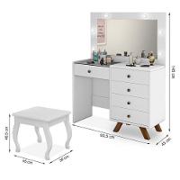Penteadeira Camarim Luna Branco Com Banqueta - Móveis Luapa Branco - 5