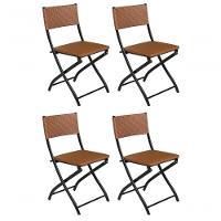 Kit 4 Cadeiras Dobravel Caramelo- Bar, Restaurante Aço Junco - 1