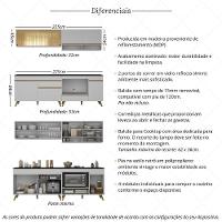 Armário De Cozinha Modulada Compacta 225cm Com Balcão Para Cooktop Veneza Multimóveis Mp2263 Branco/dourado - 3