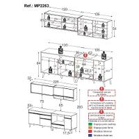 Armário De Cozinha Modulada Compacta 225cm Com Balcão Para Cooktop Veneza Multimóveis Mp2263 Branco/dourado