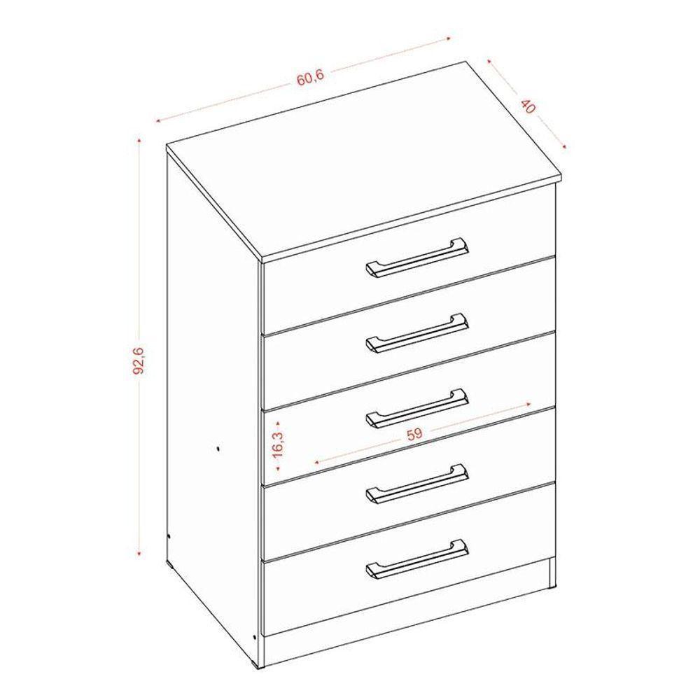 Guarda Roupa Casal Coimbra 2005138 Com Armário Multiuso New 2000192 E Cômoda 2014140 Atacama Off White - Aramóveis - 6