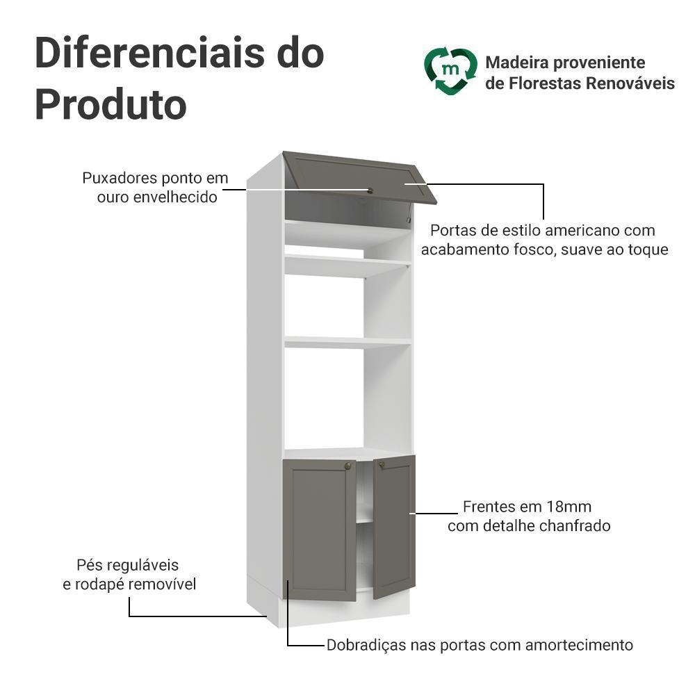 Torre Quente 70 Cm 3 Portas Branco/cinza Vik Madesa Branco/cinza - 3
