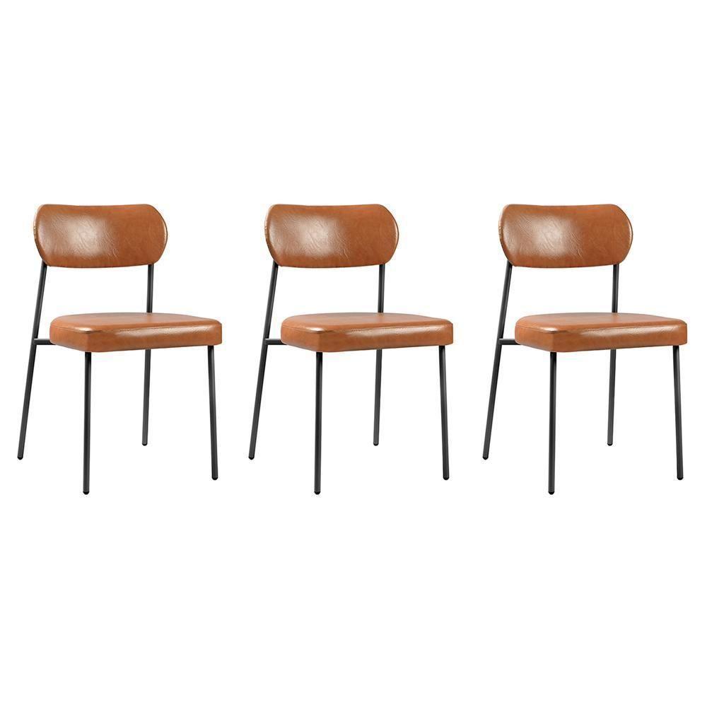 Conjunto 3 Cadeiras Lavínia Couríssimo Amarula/aço Preto - Salaone Couríssimo Amarula/aço Preto - 1