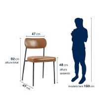 Conjunto 3 Cadeiras Lavínia Couríssimo Amarula/aço Preto - Salaone Couríssimo Amarula/aço Preto - 6