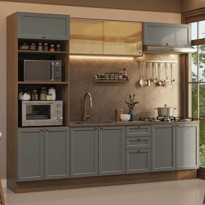 Armário De Cozinha Completa 270 Cm Rustic/cinza Vik Madesa 02 Rustic/cinza