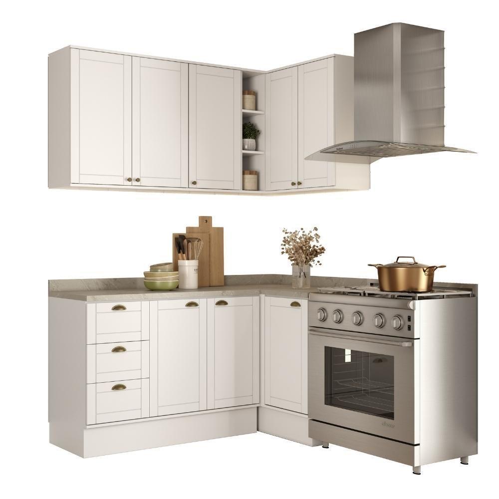 Armário De Cozinha Completa C Balcão Milla Bee Carraro Branco - 2
