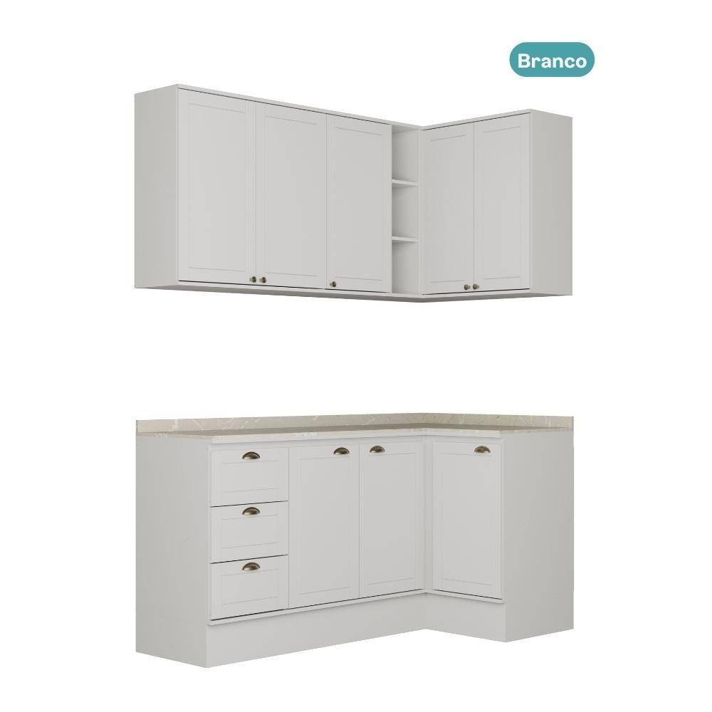 Armário De Cozinha Completa C Balcão Milla Bee Carraro Branco - 3