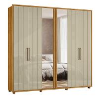 Guarda-roupa Casal Miró Ripado Com Escada 6 Portas 4 Gavetas 2 Portas C/ Espelho - 7 Decor Cumaru E Opala - 1