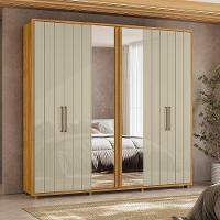 Guarda-roupa Casal Miró Ripado Com Escada 6 Portas 4 Gavetas 2 Portas C/ Espelho - 7 Decor Cumaru E Opala - 2