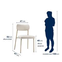 Conjunto 3 Cadeiras Lavínia Linho Bege/aço Champanhe - Salaone Linho Bege/aço Champanhe - 6