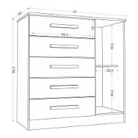 Guarda Roupa Casal Nápole 2045149 E Armário Multiuso 2000191 E Cômoda Milão Branco - Aramóveis - 10