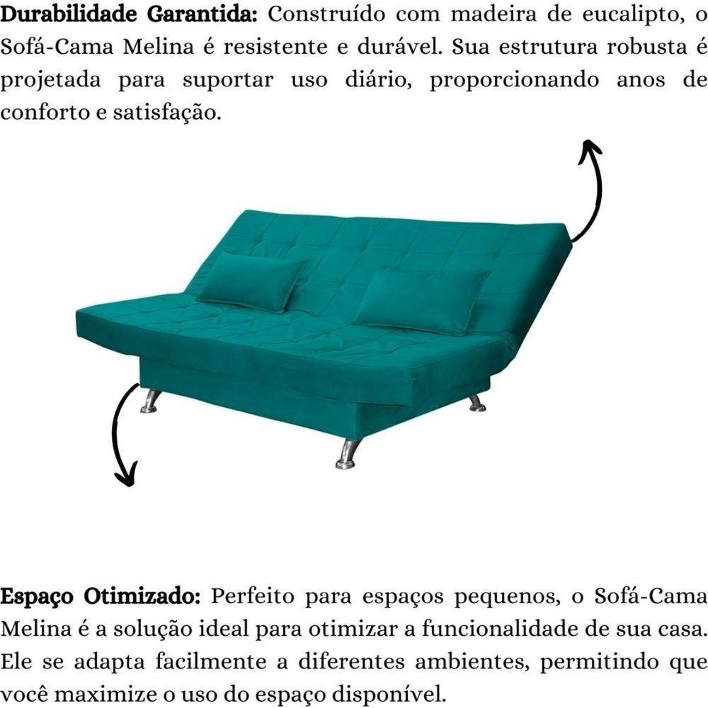 Sofá Cama Casal Com Almofadas Chicago Suede Azul Turquesa - 6