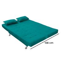 Sofá Cama Casal Com Almofadas Chicago Suede Azul Turquesa