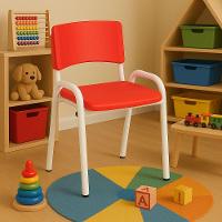 Kit 8 Cadeiras Infantil Iso, Escola, Base Branco- Vermelho - 2