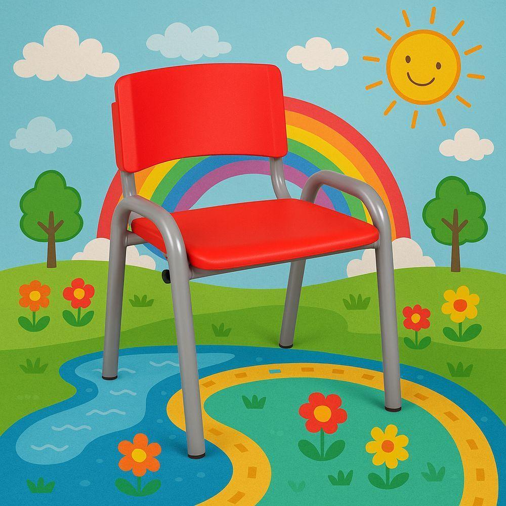 Kit 9 Cadeiras Infantil Iso, Escola, Base Cinza- Vermelho - 2