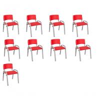 Kit 9 Cadeiras Infantil Iso, Escola, Base Cinza- Vermelho - 1