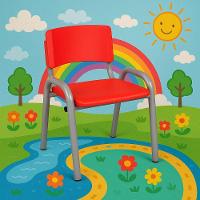 Kit 9 Cadeiras Infantil Iso, Escola, Base Cinza- Vermelho - 2