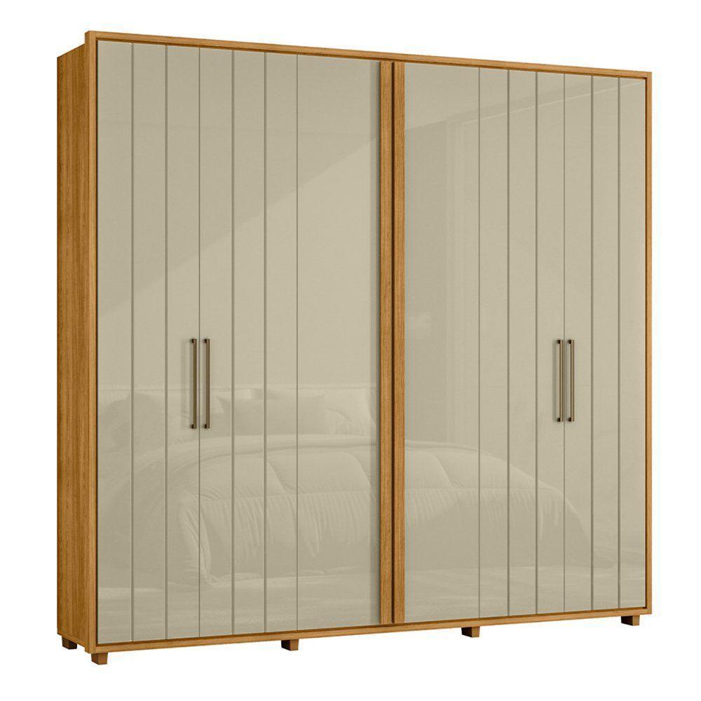 Guarda-roupa Casal Miró Ripado Com Escada 6 Portas 4 Gavetas - 7 Decor Cumaru E Opala - 1