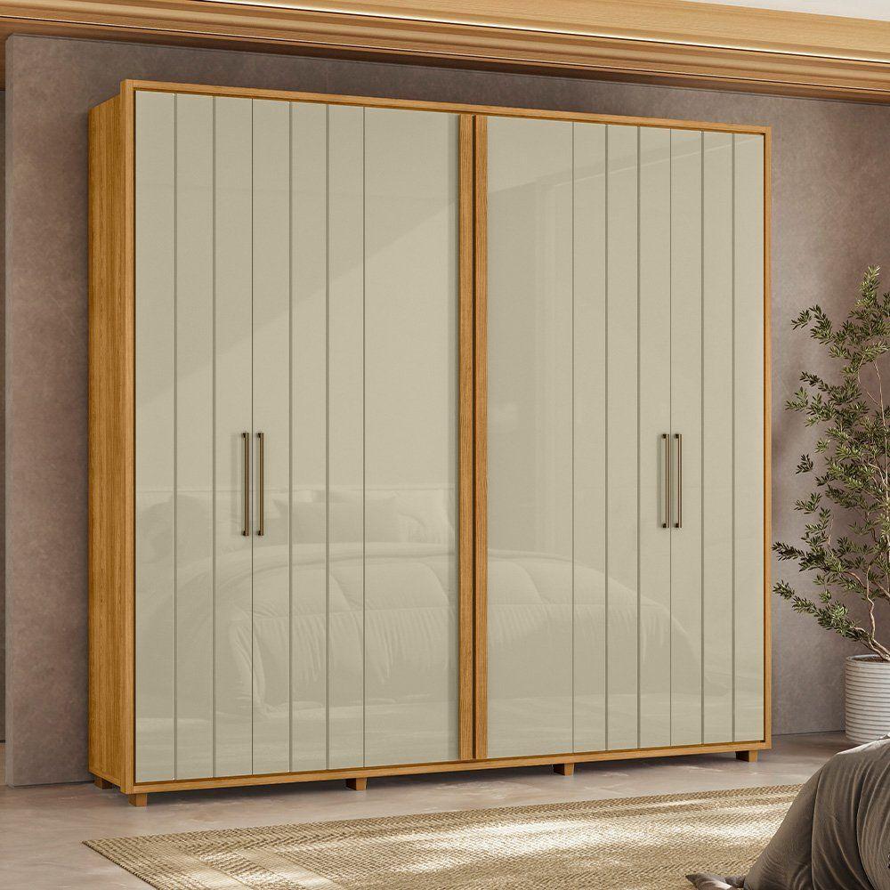 Guarda-roupa Casal Miró Ripado Com Escada 6 Portas 4 Gavetas - 7 Decor Cumaru E Opala - 2