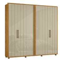Guarda-roupa Casal Miró Ripado Com Escada 6 Portas 4 Gavetas - 7 Decor Cumaru E Opala - 1