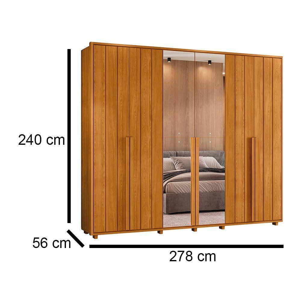 Guarda-roupa Casal Volpi Ripado 6 Portas 6 Gavetas 2 Portas C/ Espelho - 7 Decor Cinamomo - 6