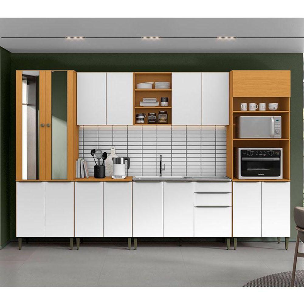 Cozinha Modulada Luana Composição 3 Cinamomo Branco - Aramóveis - 2