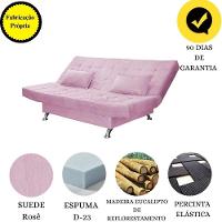 Sofá Cama Casal Com Almofadas 3 Lugares Rivera Suede Rosê - 5