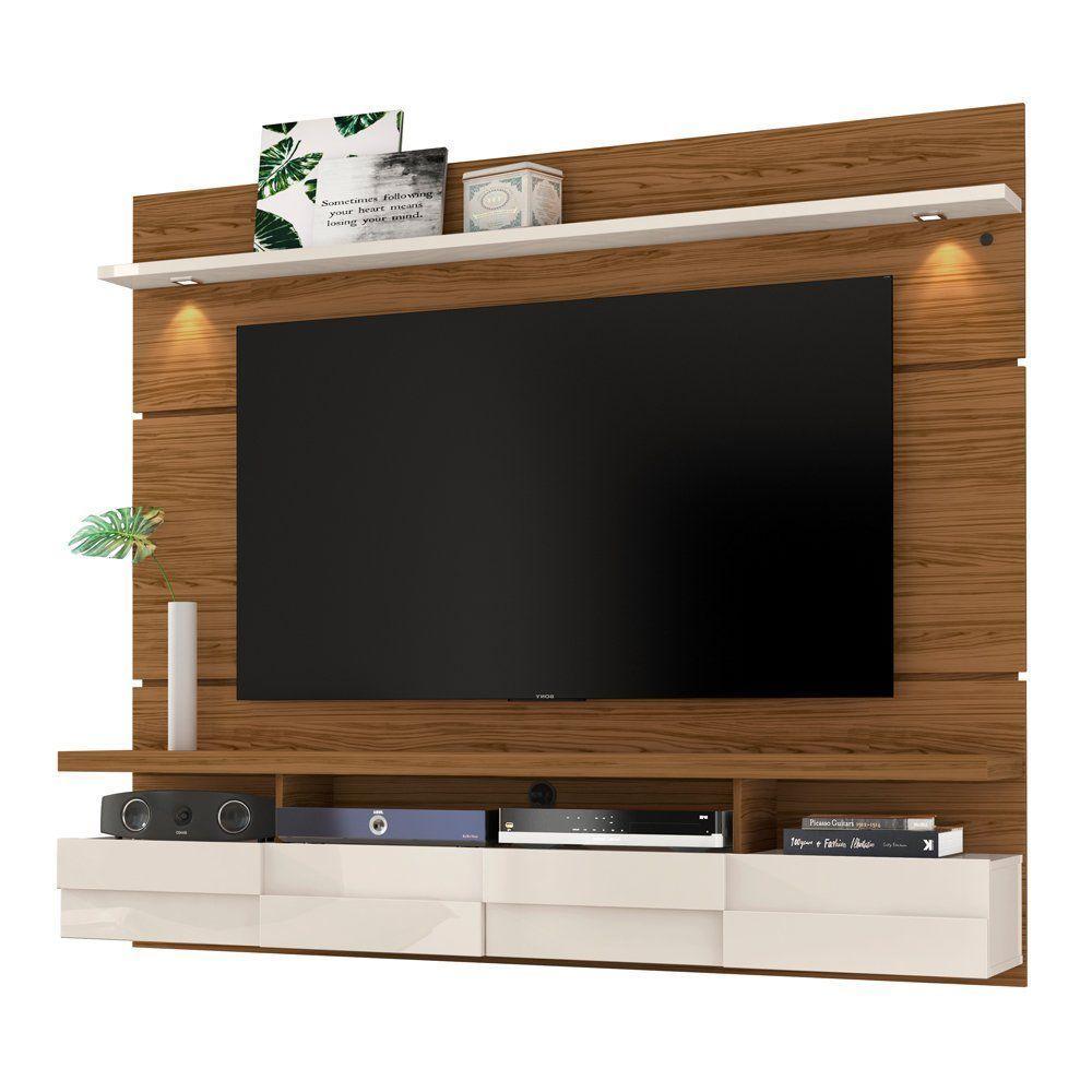 Painel Bancada Suspensa Para Tv 60 Polegadas Lana 1.8 - 7 Decor Naturale E Off White - 1