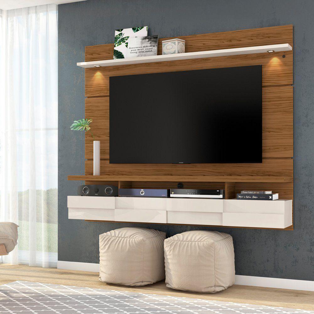 Painel Bancada Suspensa Para Tv 60 Polegadas Lana 1.8 - 7 Decor Naturale E Off White - 2