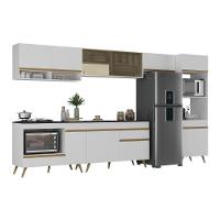 Armário De Cozinha Modulada Completa 357cm Com Balcão Para Cooktop Veneza Multimóveis Mp2274 Branco/dourado - 2