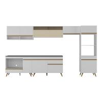 Armário De Cozinha Modulada Completa 357cm Com Balcão Para Cooktop Veneza Multimóveis Mp2274 Branco/dourado - 3