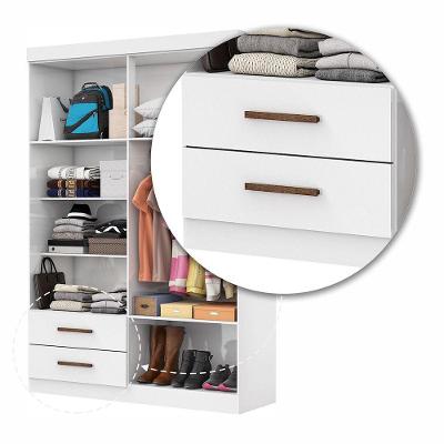 Guarda Roupa Casal Lu 4 Portas 2 Gavetas Branco MDP Carioca Móveis